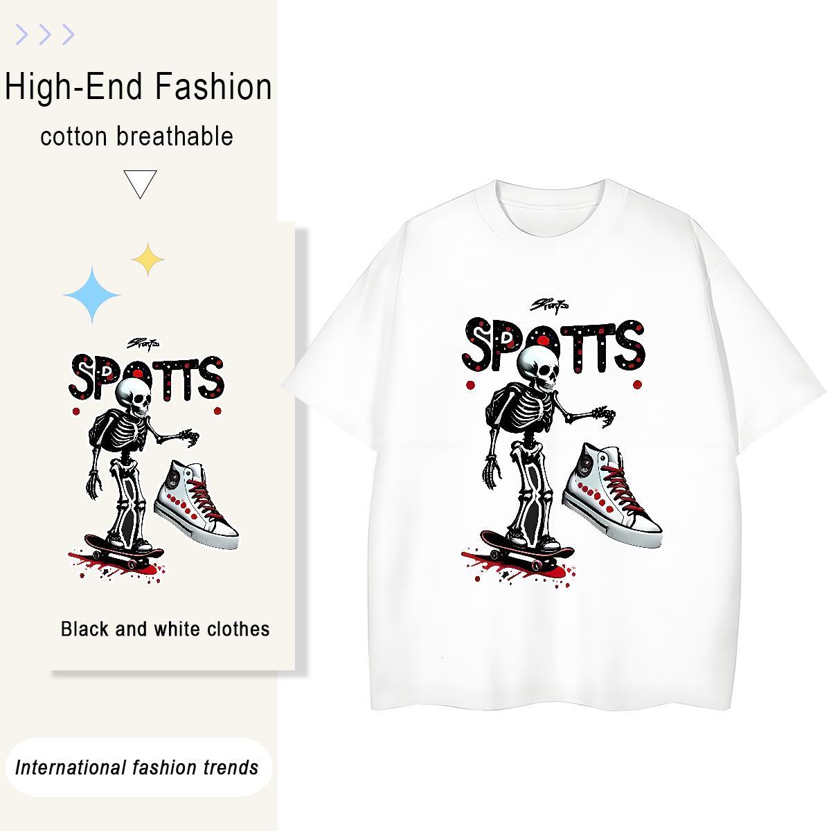 Classic Women T Shirts 230g Pure Cotton Breathable Crew Neck Sports Casual skateboarding Women Tshirts Free Shipping Skull Tops Shirt