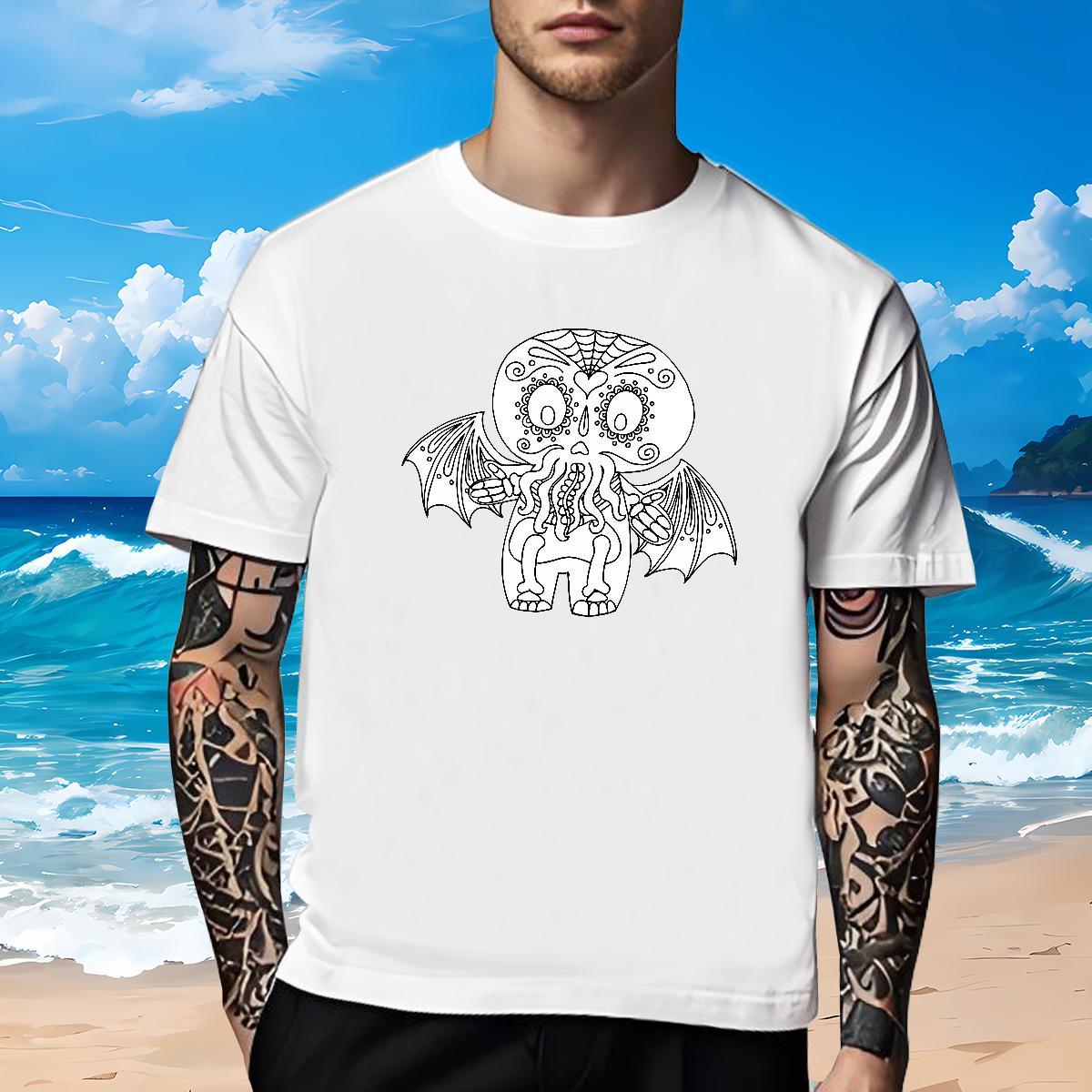 Cool Man T Shirts 230g Pure Cotton skull Daily Wear Oversized Breathable Crew Neck Couples T Shirts DIY Tops