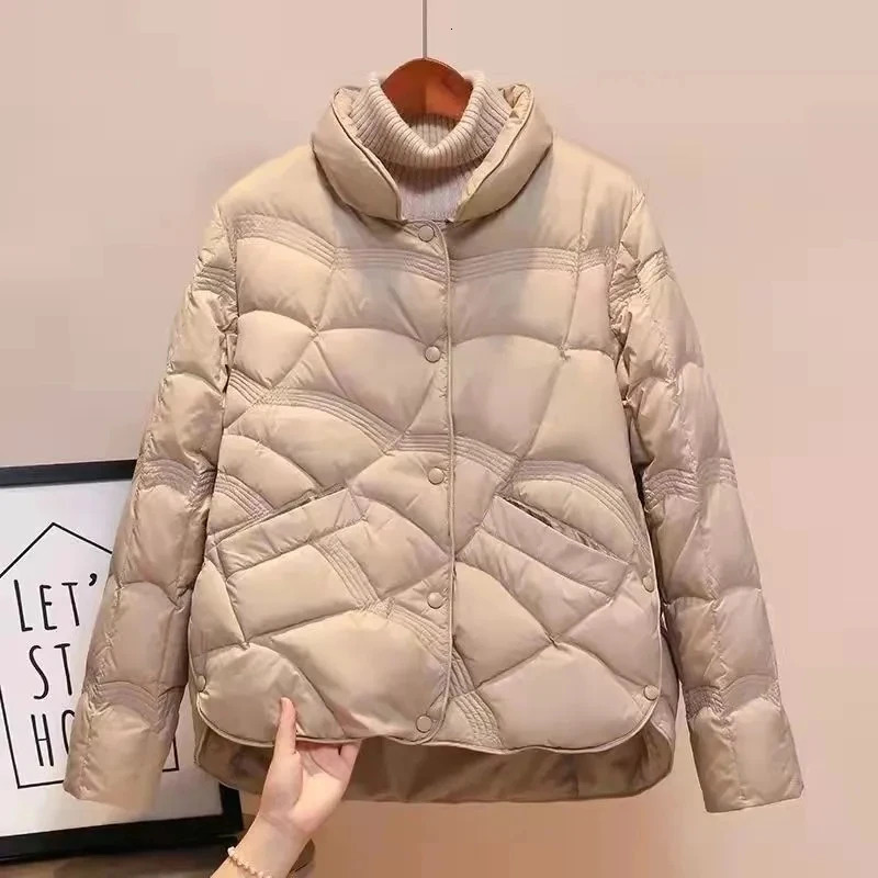 2024 Autumn Winter Down Cotton Jacket Female Short Coat Womens Stand Collar Loose Warm Puffer Jackets Parkas 240930