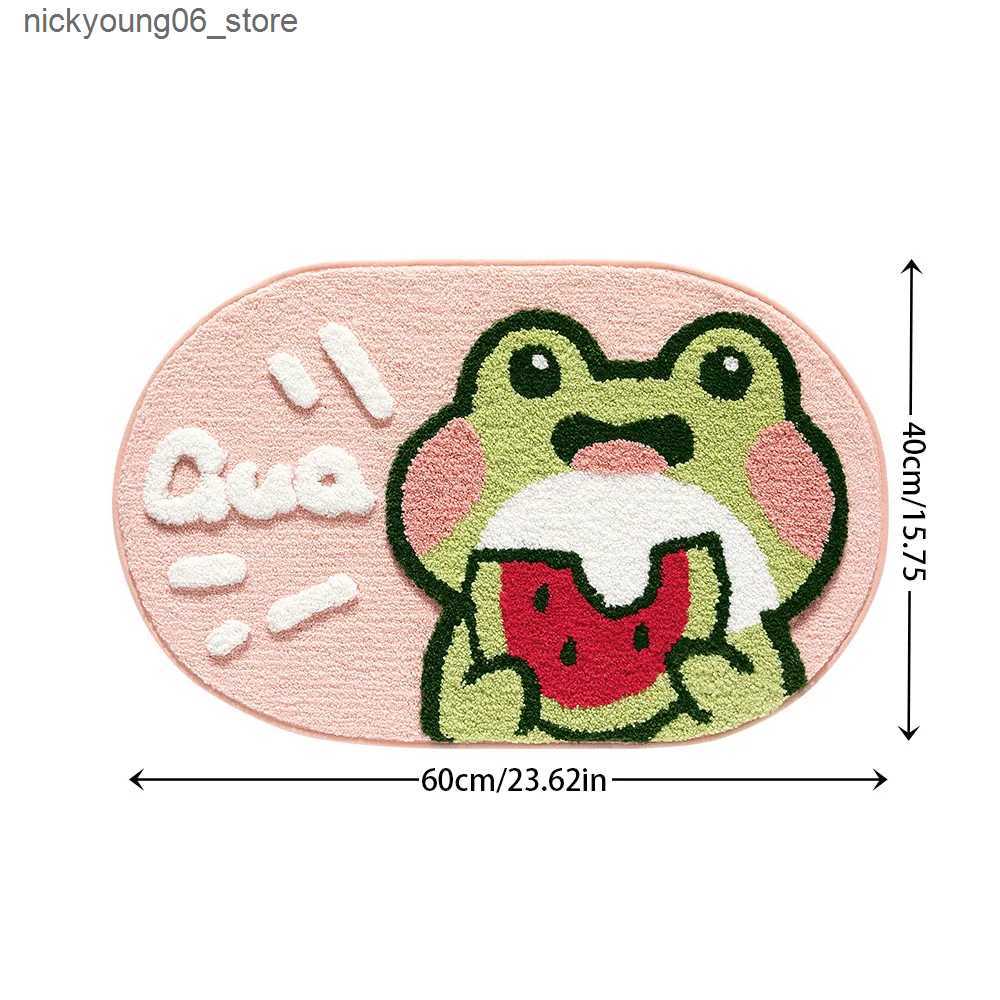 Non-Slip Bath Mats 40*60cm Bath Mat Cute Pink Cartoon Frog Bathroom Carpet Bathtub Entrance Waterproof Slip-resistant Foot Mats Toilet Shower Rug L240