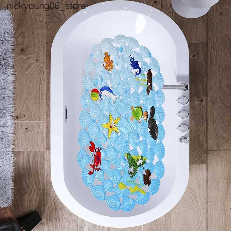 Non-Slip Bath Mats 38x68cm Cute Cartoon PVC Bath Mat Anti-Slip Shower Bathtub Mats With Sucker Soft Massage Pad Kids Elder Bathroom Carpet Rug L240910