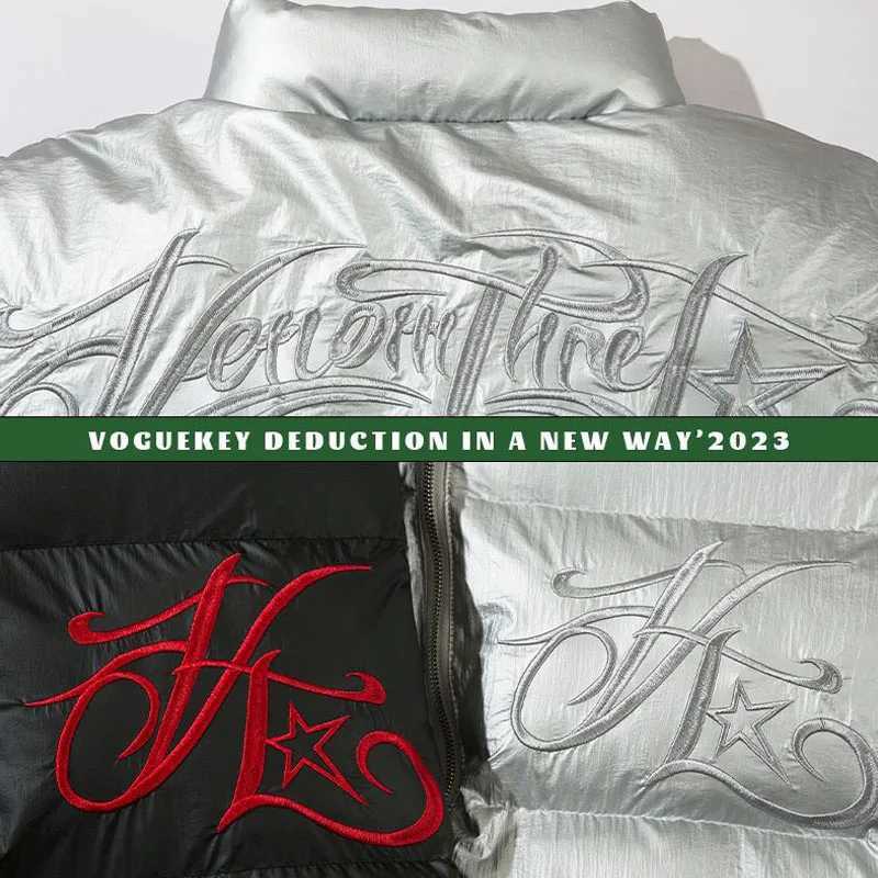 Men's Down Parkas Winter Parkas jacket mens Harajuku embroidered letter star waterproof thick jacket fashionable casual oversized jacket unisex Y