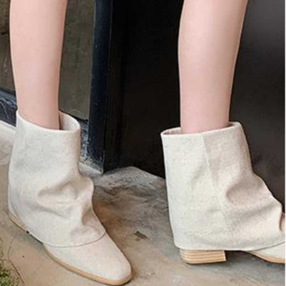 Autumn Square Fashion Sock Boots Toe Thick Heel Tube Ankle Boots Western Short Boots Womens Pile Boots Women Shoes Winter 240826