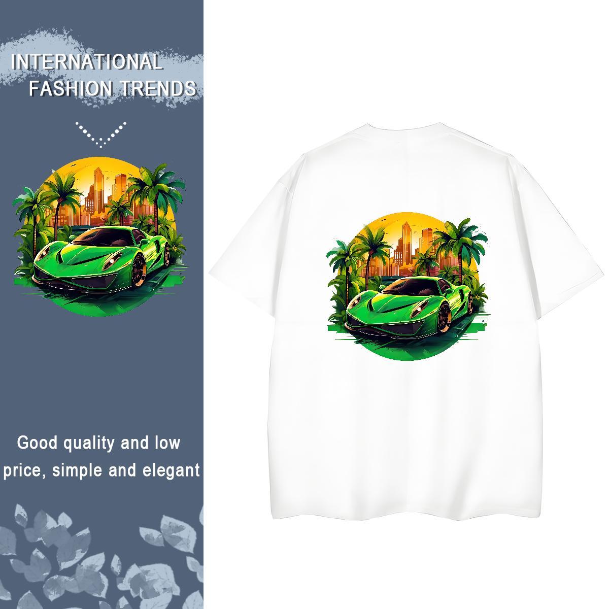 2024 Casual T-Shirts for Women 230g Cotton Short sleeve Soft Summer Casual car Tshirt for Man Woman Loose DIY Anime Polos