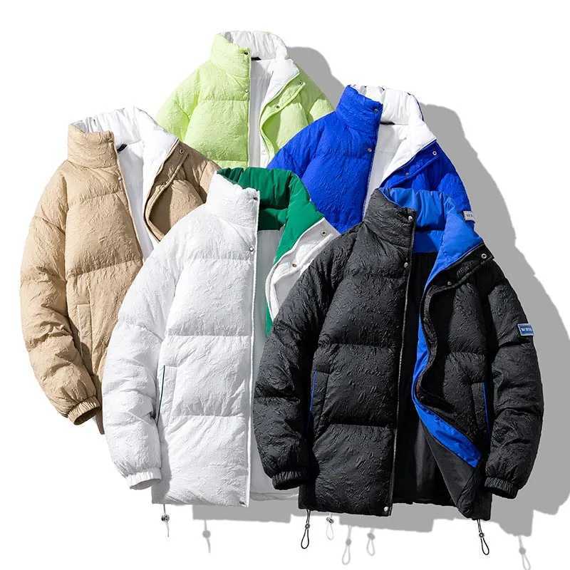 Men's Down Parkas Oversize Klein Blue Winter Warm Coat Solid Warm Thicken Coat Strtwear Retro Bubble Jacket 2024 New Fashion Puffer Jacket Y24100