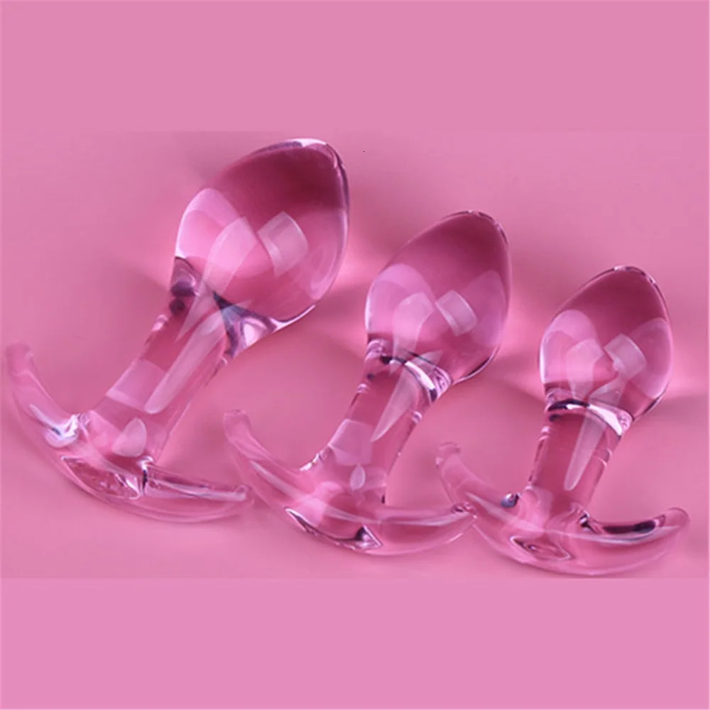 3 Size Pink Glass Anal Plug Sex Toy Backyard Pull Beads for Men and Women Anal Expander Adult Sex Toys 241010