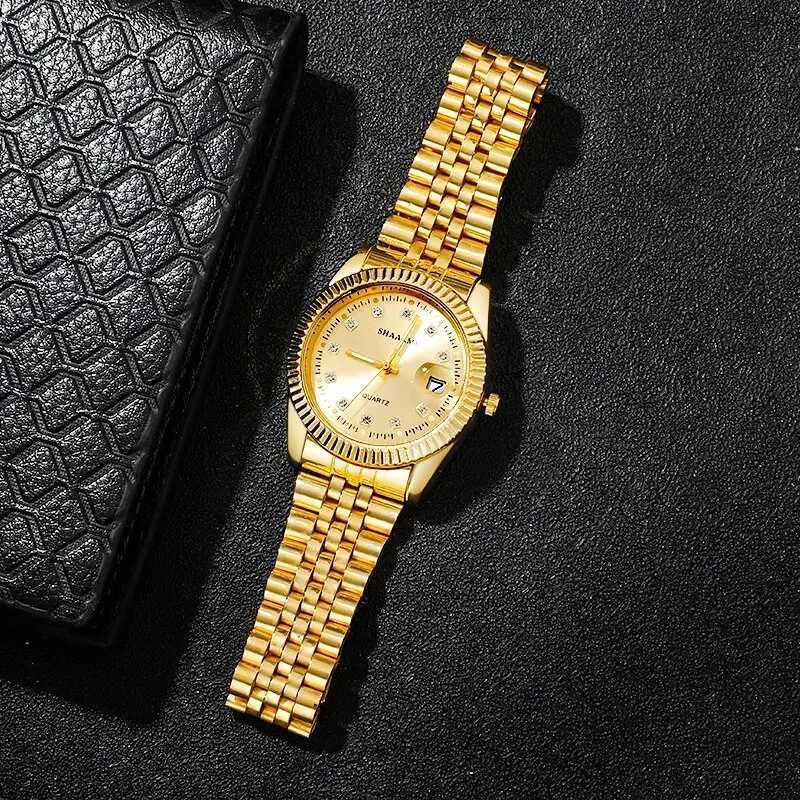 Watches Mens Top Brand Luxury Gold Watch Calendar With Stainless Steel Band Fashion Business Quartz Wristwatch Relogio MasculinoX241010