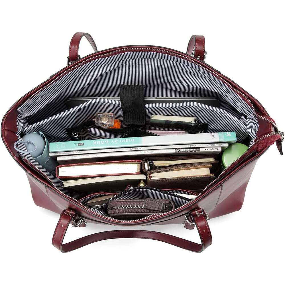for Women, PU Leather Water Resistant Travel, Work,Teacher Tote Bag Fits 15.6 inch Laptop