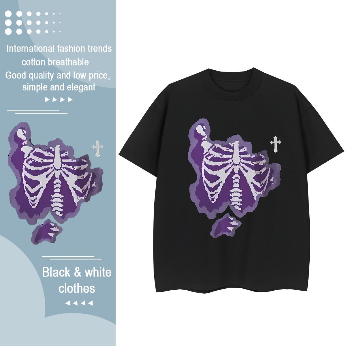 DIY T-Shirts 100% Cotton 230g Breathable Crew Neck Sports Street Wear skull Women Tees Soft Custom Printing Clothes Shirt