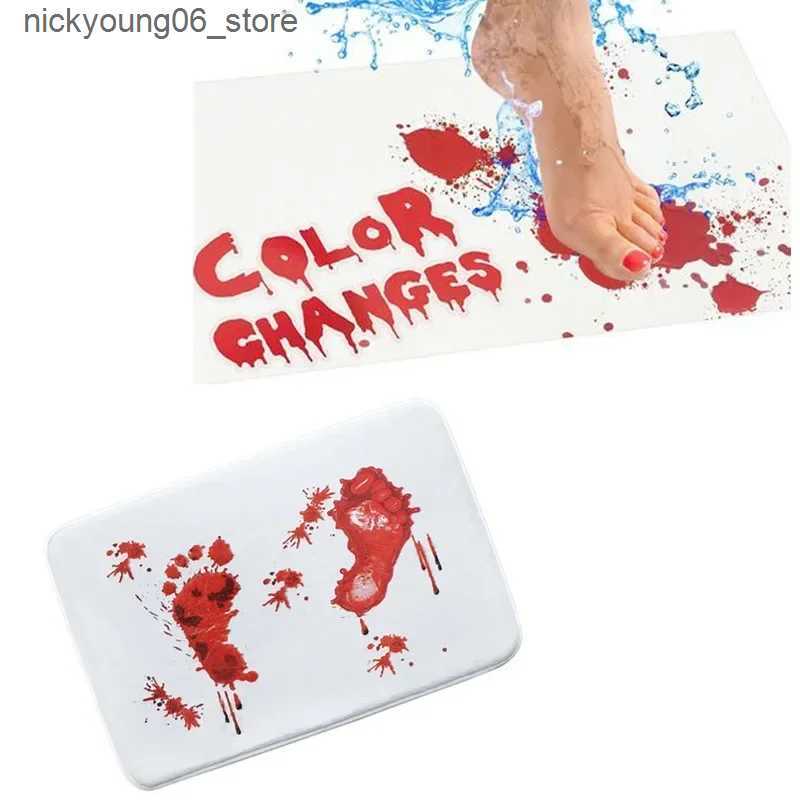 Non-Slip Bath Mats 40*70cm Bloody Bathroom Color-changing Floor Mat Halloween Decoration 3D Bathroom Floor Bath Mat Carpet Non-Slip Rugs Indoor L24091