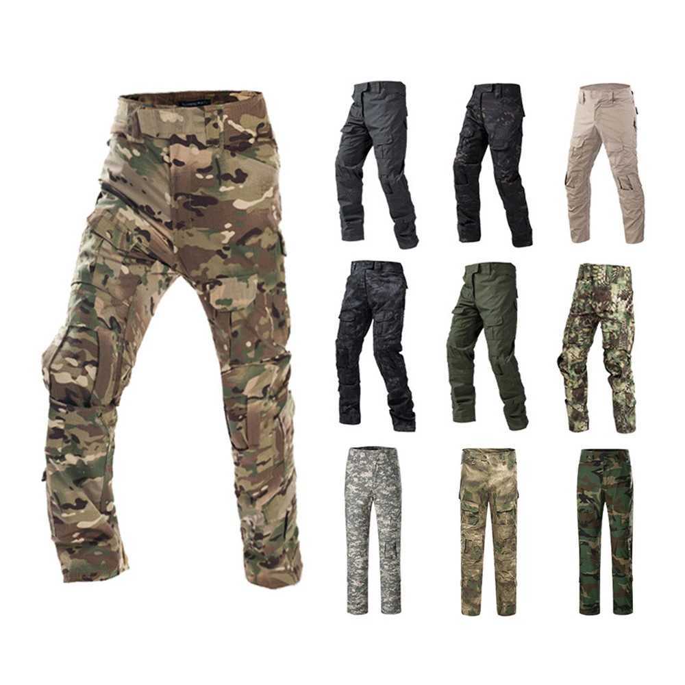 Tactical camouflage pants outdoor hunting training set combat pants tear resistant cargo pants mens work clothes hiking troops W241009