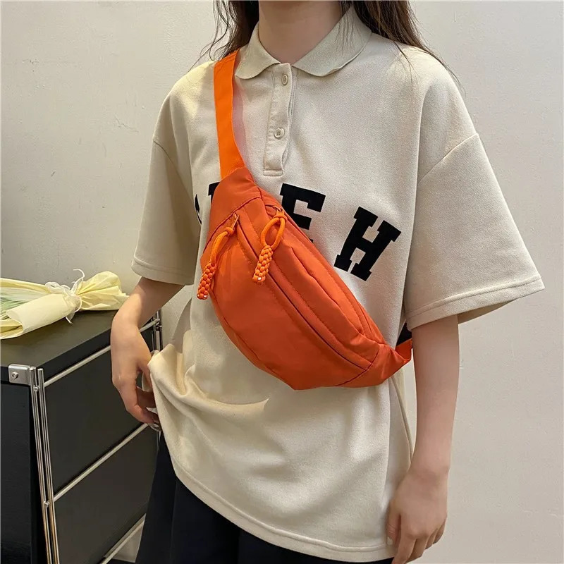 Pink Orange Yellow Red Cross Body Bag Womens Street Fashion Sports Chest Bag Korean Fanny Bag 241008