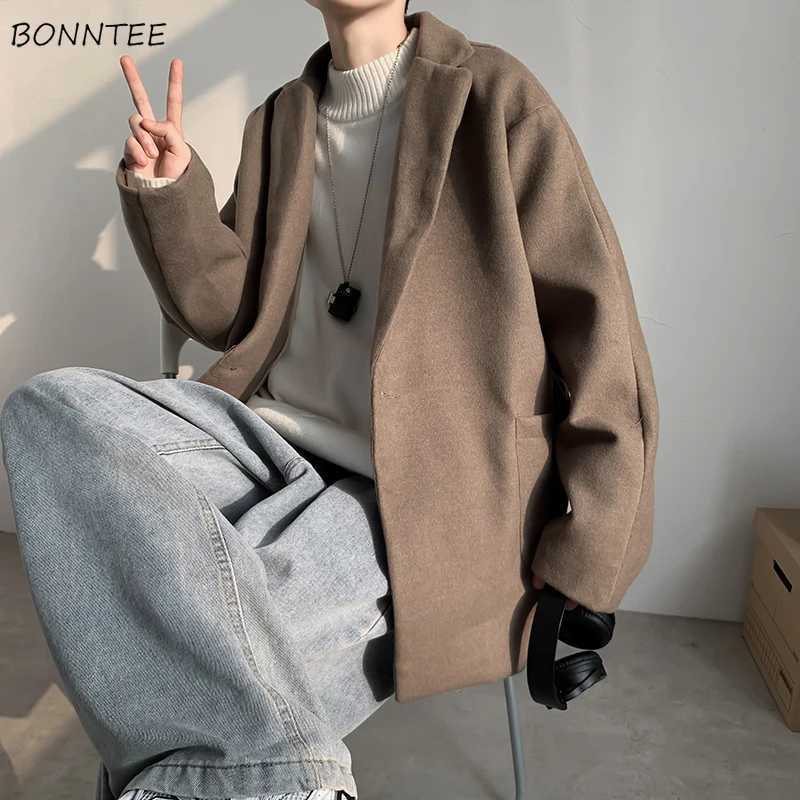 Blends Coat Thicker Winter Warm Gentle Ulzzang All-match Couple Clothes College Fashion Streetwear Handsome Popular Casual Solid LX241010