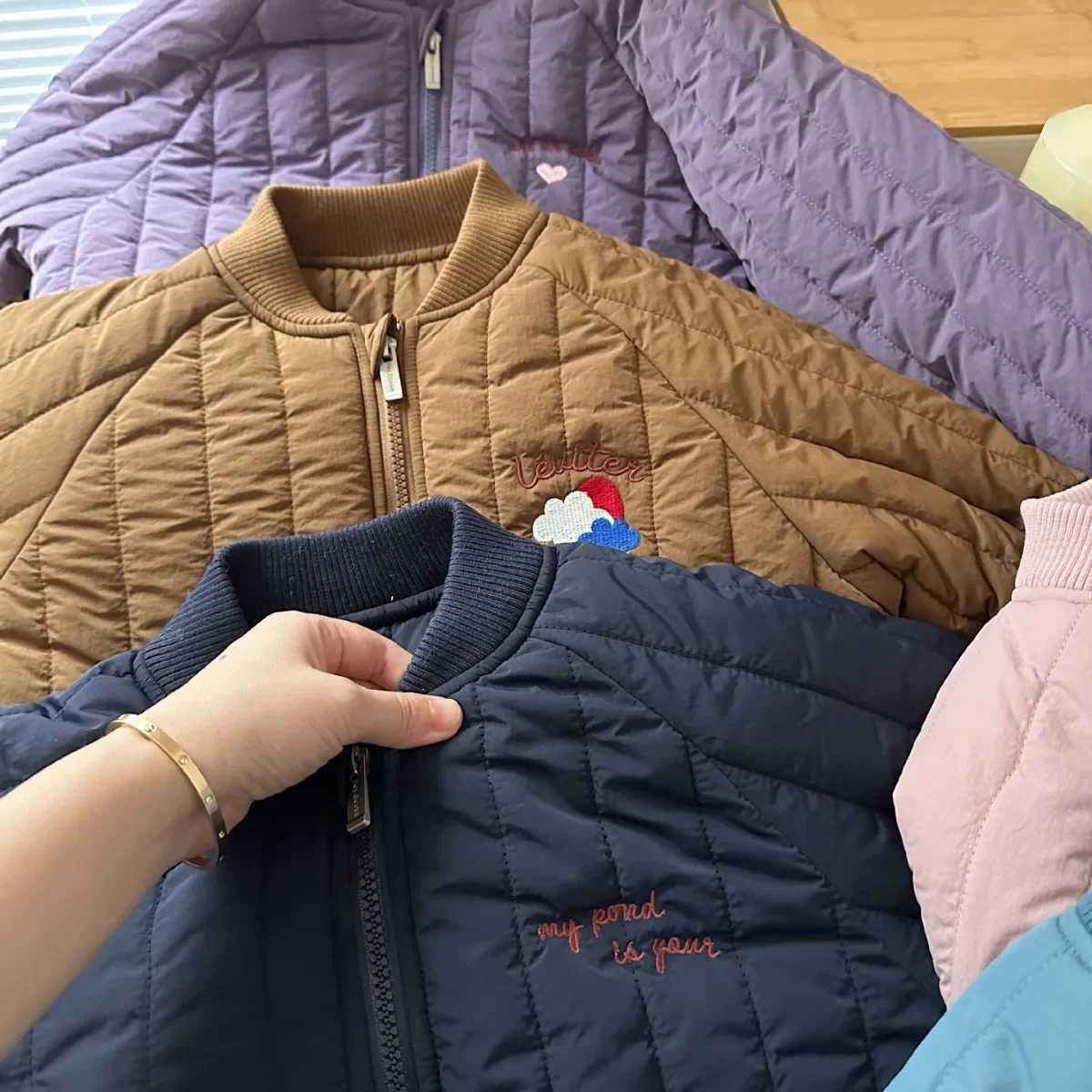 Down Coat Cartoon Embroidered Jacket 2024 Winter Thick Plush Warm Korean Childrens Coat H241010