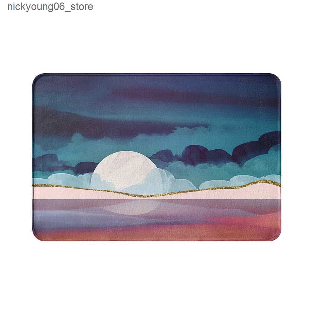 Non-Slip Bath Mats 1PCS Marble Doormat Kitchen Carpet Anti-Slip Nordic Style Colorful Marble Map Rubber Bottom Door Floor Room Dustproof Mats L240910