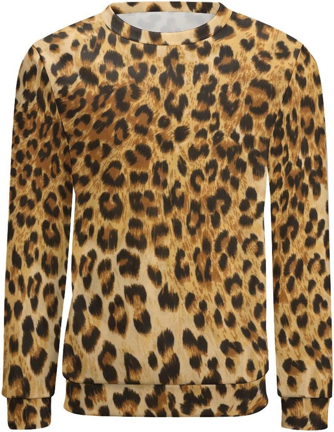 Long Sleeve Shirts for Men sweatshirt Leopard Print Men's Sweatshirts Casual Fashion Crew Neck Animal Print Pullover Sweatshirt Streetwear Casual