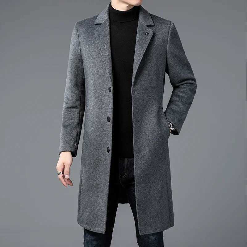 Winter Wool Material Long Style Windbreaker Casual Business Temperament Mens Clothing Fashion Trend Mens Luxury Brand Jacket LX241010
