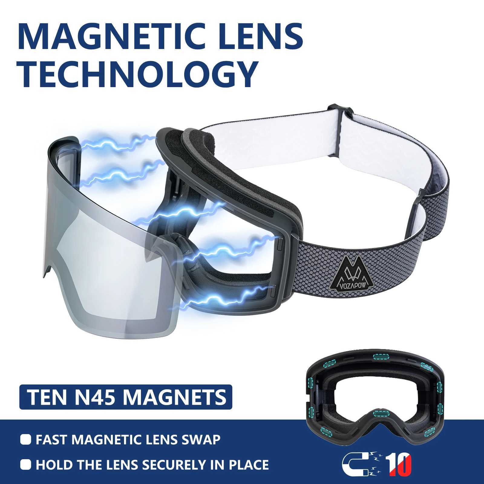 Vozapow professional large ski mask ski goggles double-layer lens anti fog UV400 glasses ski board mens and womens snow goggles CL241010