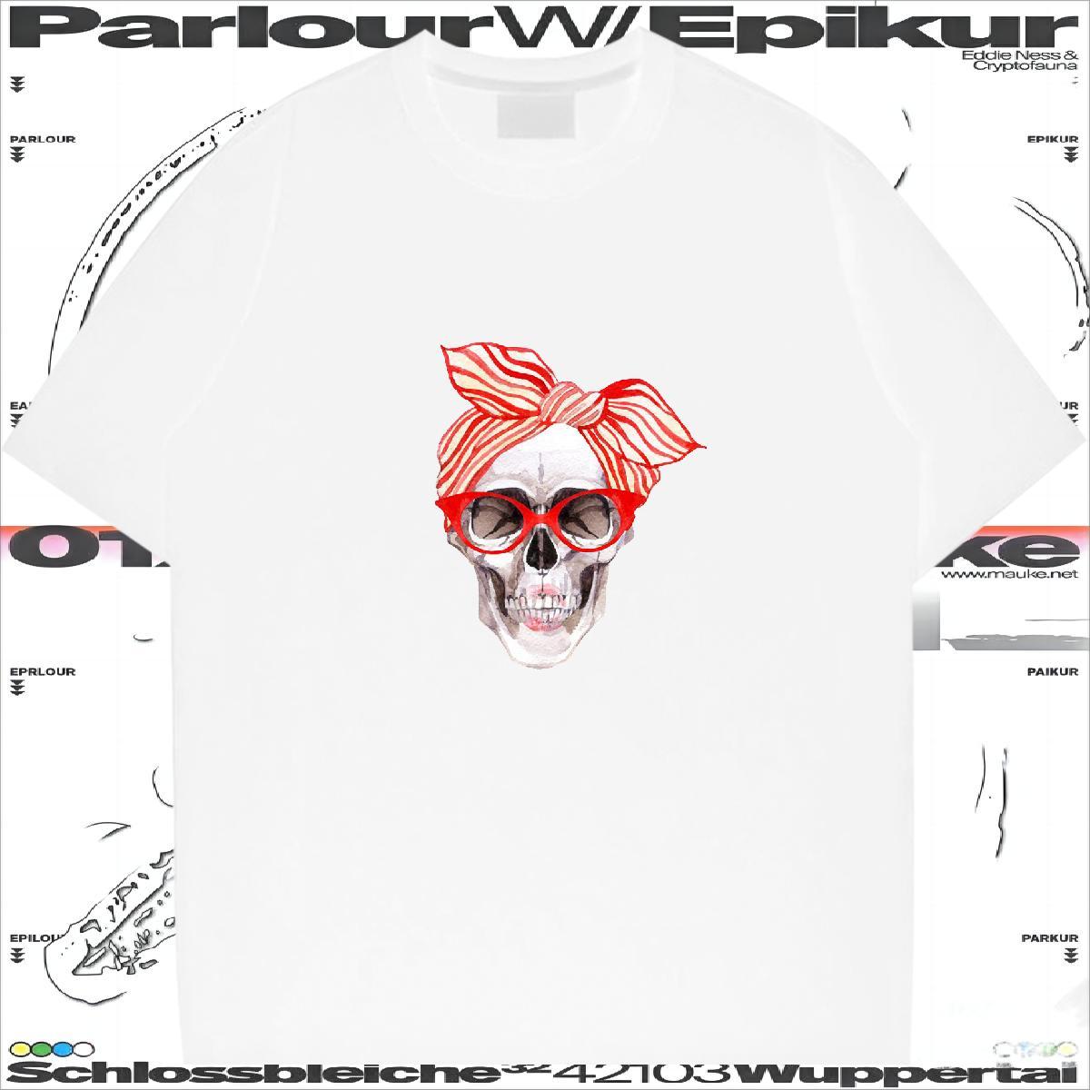 Comfortable Mens T Shirts 230g 100% Cotton skull Street wear Hip Hop Customized Breathable Couples T Shirts Designer Fashion Tops Shirt