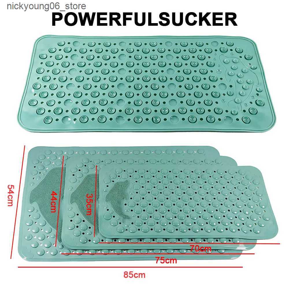 Non-Slip Bath Mats Silicone World Bathroom Anti-skid Mats PVC Shower Anti Fall Foot Mat Dolphin Massage Suction Cup With Drain Hole Floor Mat L240910