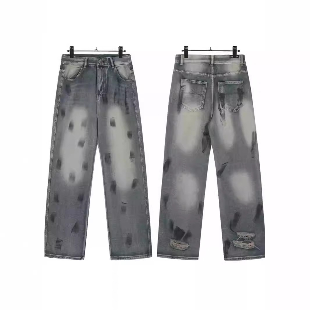 2024 new Parisian fashion brand mens jeans high street home wash vintage American style FOG slimming straight leg designer jeans for men and women