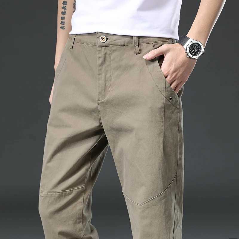 New 97% cotton cargo mens outdoor suit straight solid color work sweater mens jogging uniform Korean casual pants mens W241009