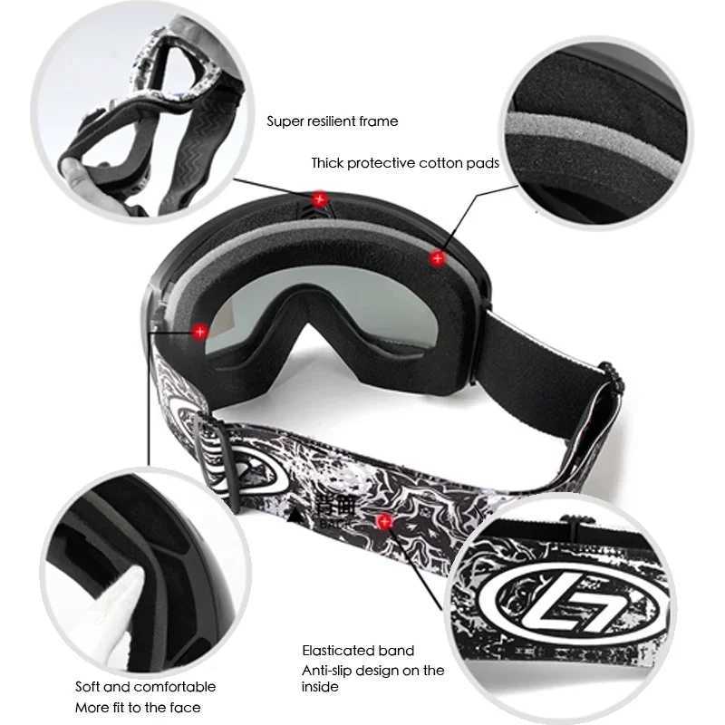 Frameless skiing goggles double-layer lens anti fog outdoor skiing goggles ski mask UV400 skiing goggles CL241010