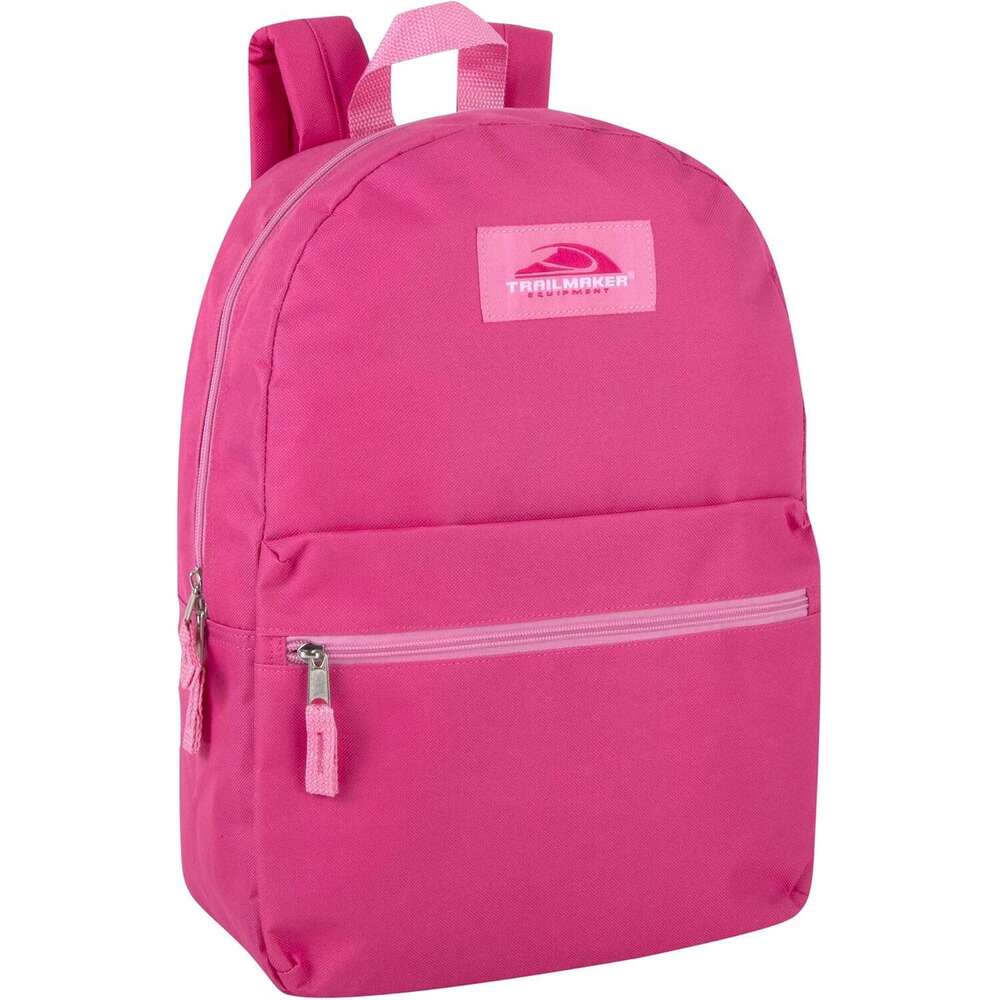 Classic 17 Inch Backpack with Adjustable Padded Shoulder Straps (Pink)