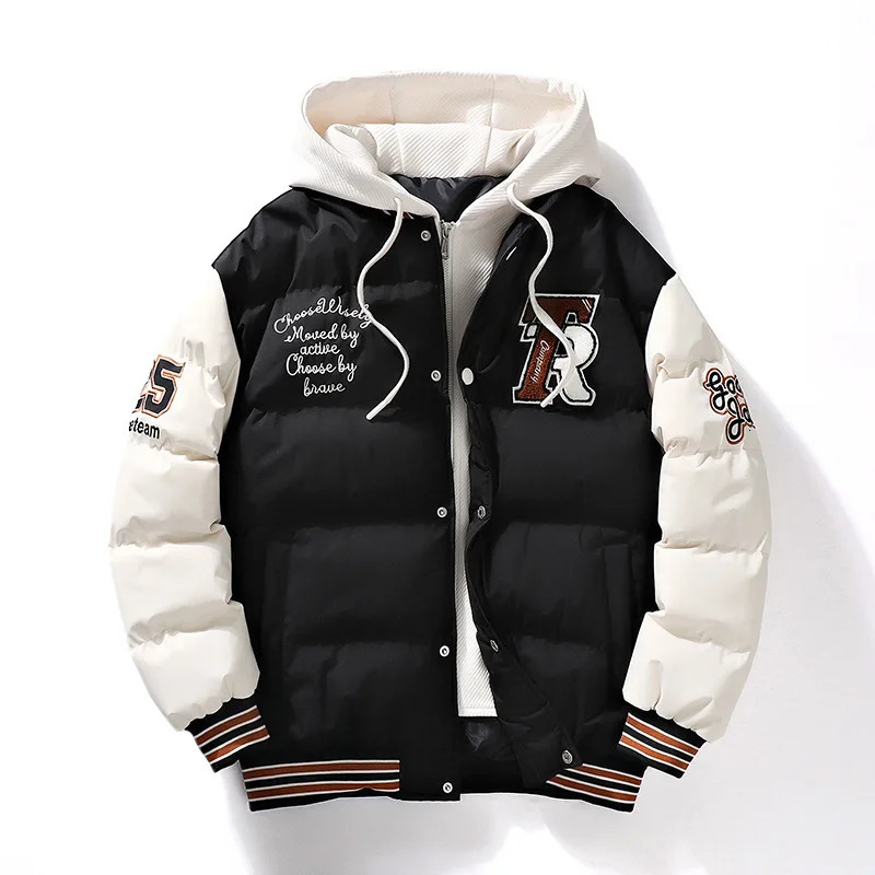 Mens Parka cotton apron jacket hooded letter embroidered zipper pocket cold resistant jacket mens street jacket fashionable selling 241007