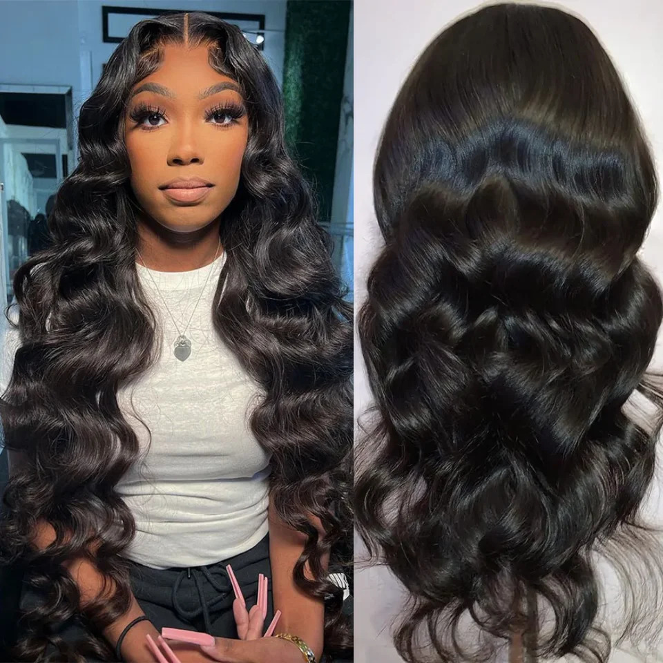 Body wave 13 * 4 lace front synthetic wig long matte lace front wig with pre shedding natural hair and baby hair 241007
