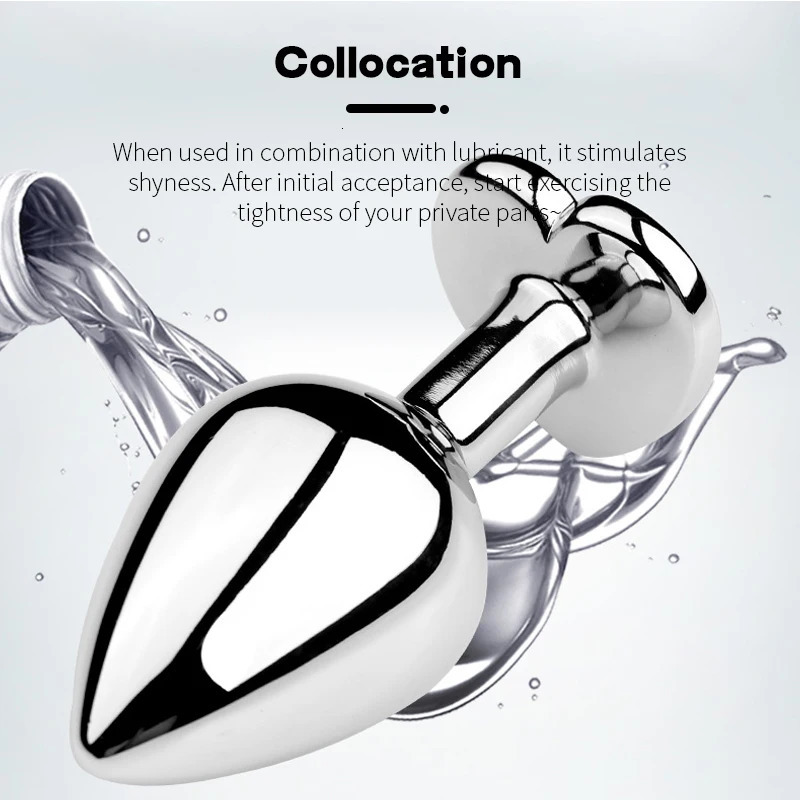 Heart-Shaped Base Metal WomenS Plug Anal Adult Couple Adule Anal Dildo Toy Stainless Steel Masturbator Men Anal Gay Trainer 241010