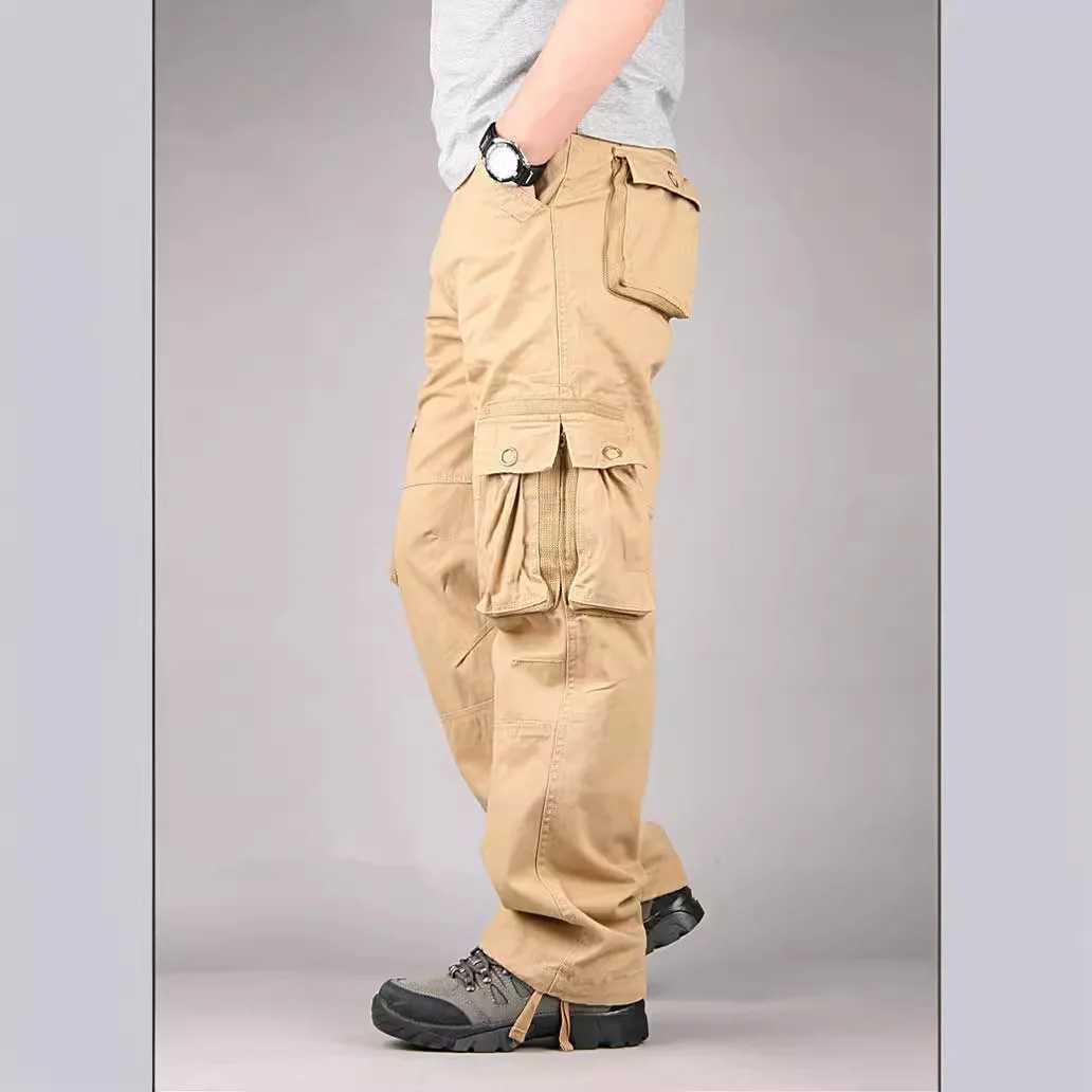 Mens military uniform pants tactical pants solid color multi pocket autumn and winter casual straight shorts mens W241009