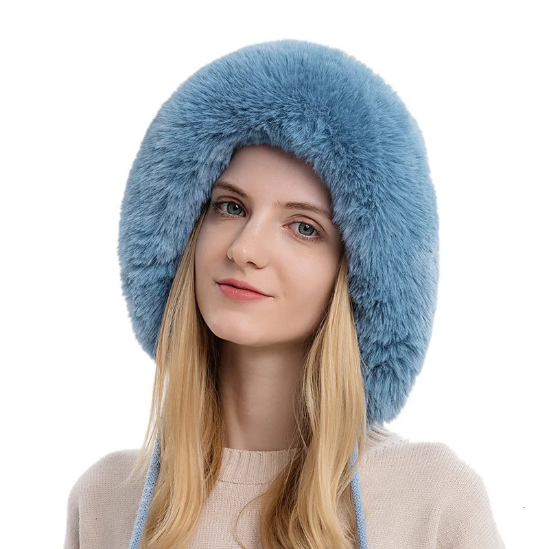 Knitted hats plush warm winter womens knitted ski windproof cute Beanies Korean gifts 241009