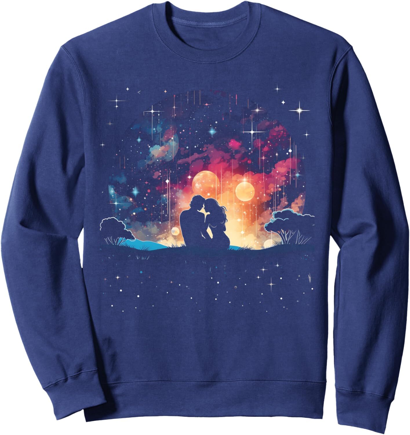 Long Sleeve Shirts for Men sweatshirt Valentine's Day Stargazing Couple Stars Romantic Love Sweatshirt Tee Streetwear Casual tops clothes