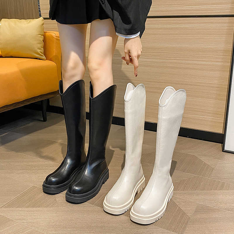 Knight Boots Womens Thick Fashion Boots Long Leg Tube Boots Long Martin Boots High Boots Fat Sister Womens Boots Boots 240826