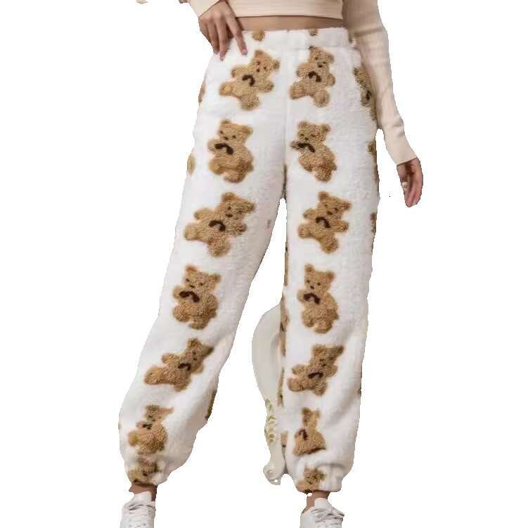 2024 Fairy Warm Winter Lazy Coral Velvet Sleeping Pants Womens Thick Flannel Loose Discount in Limited Time Leisure and Leisure Solid Color Loose