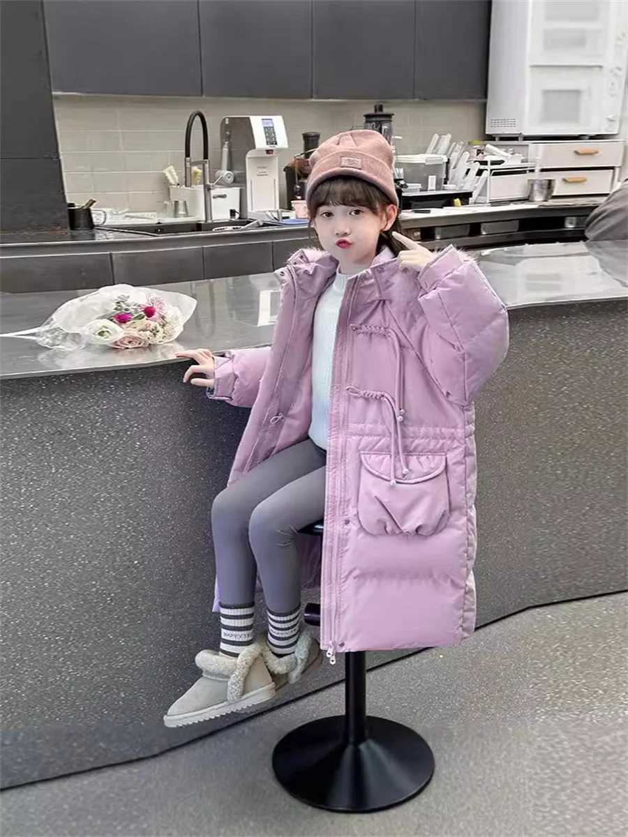 Down Coat Keep warm winter jackets and fashionable waterproof hooded childrens jackets for girls aged 5-14 in park clothing H241010