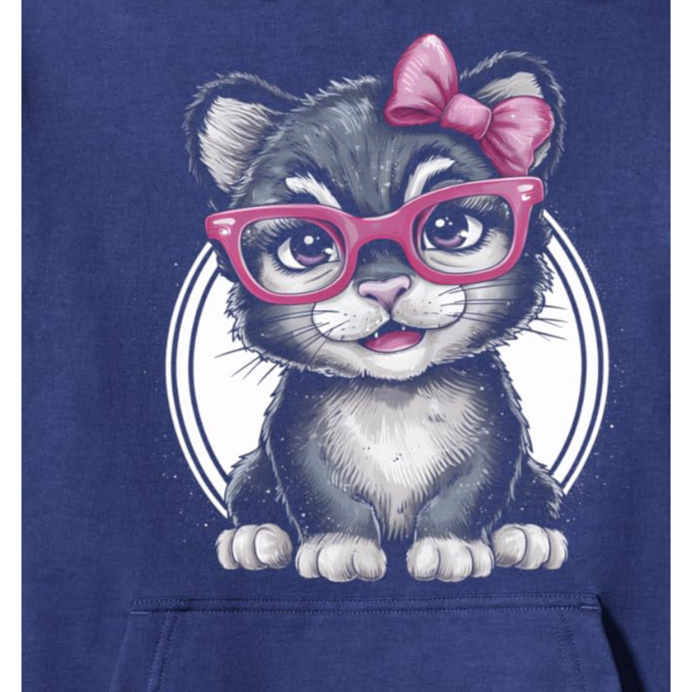 Hoodie for Mens Womens Kitten Glasses Cute Cat Kitten Owner Gifts Holiday Tee Pullover Hoodie Graphic Hoodies sweatshirt Pullover Long Sleeve