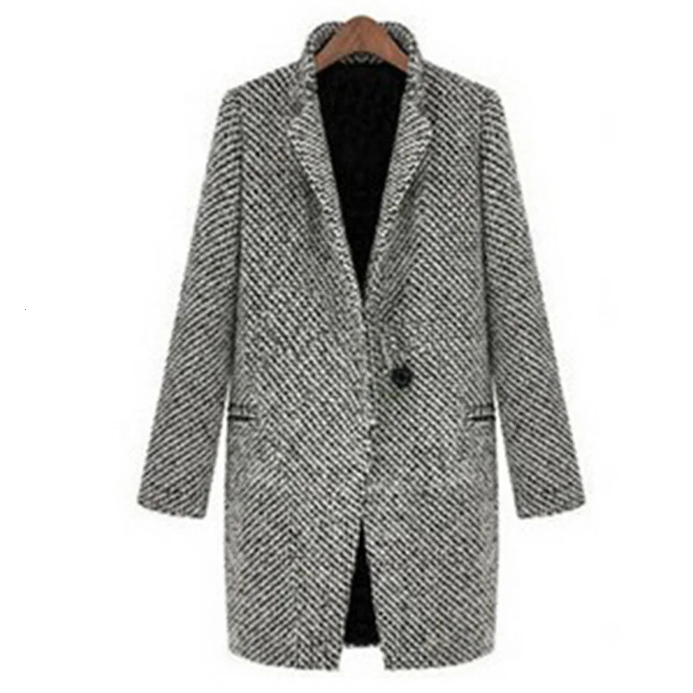 SXL Casual Women Woolen long Coat womens Winter solid color Loose Female thinning Wool Blend coat 241008