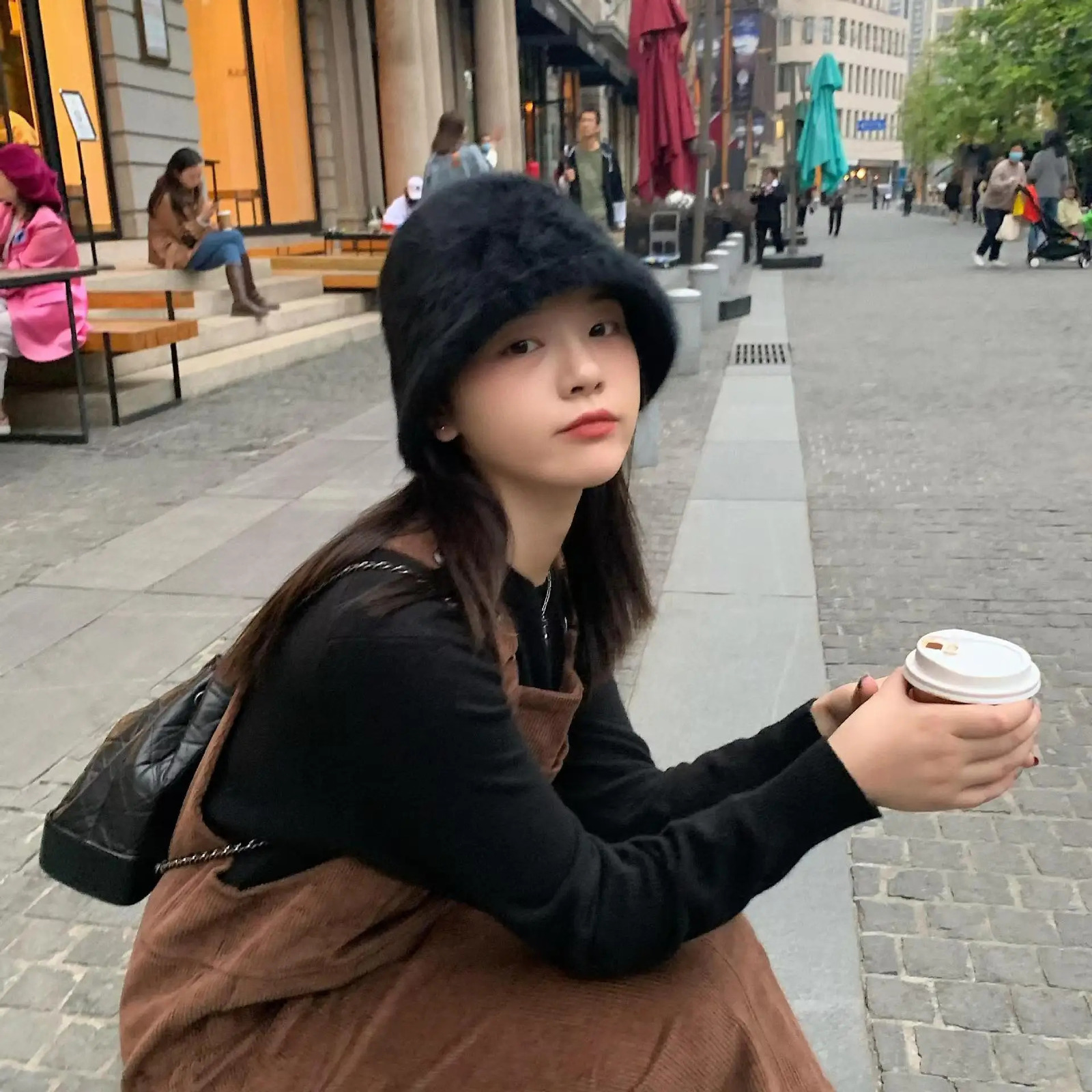 Autumn Retro French Black Artist Flat Fashion Womens Hat 241009