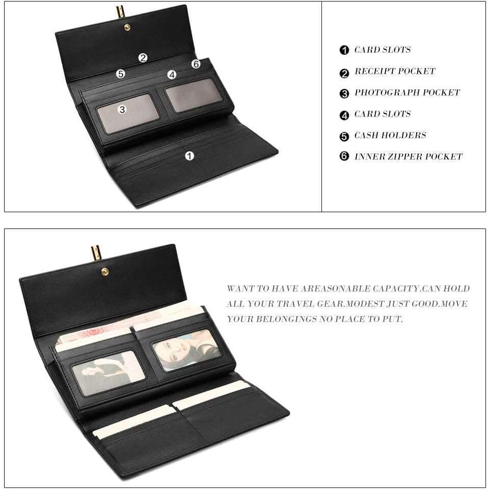 Women Wallet Leather Trifold Large
