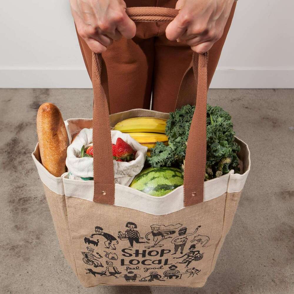 Now Designs Shop Local Reusable Shopping Tote, Laminated ing, 13.5x17 x8.5 inch