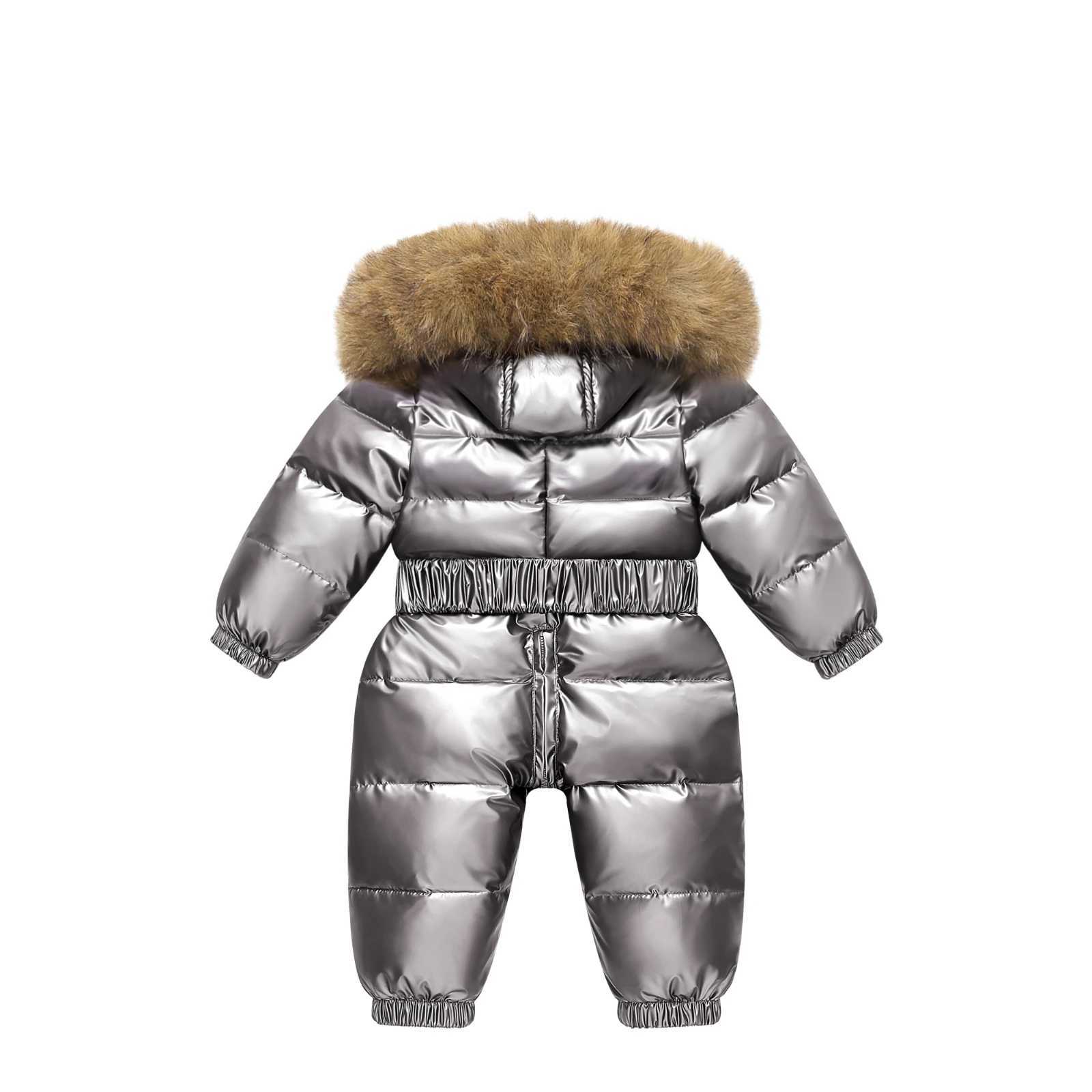 Down Coat -30 Winter Ski Suit Baby Jumpsuit Boy Overalls waterproof Warm down jacket toddler girl Clothes Child Clothing coat overcoat H241010