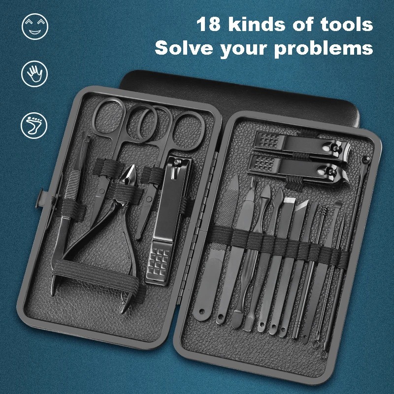 7/10/12/18 pcs manual cutting machine nail clipper set household stainless steel ear spoon nail clipper 240927