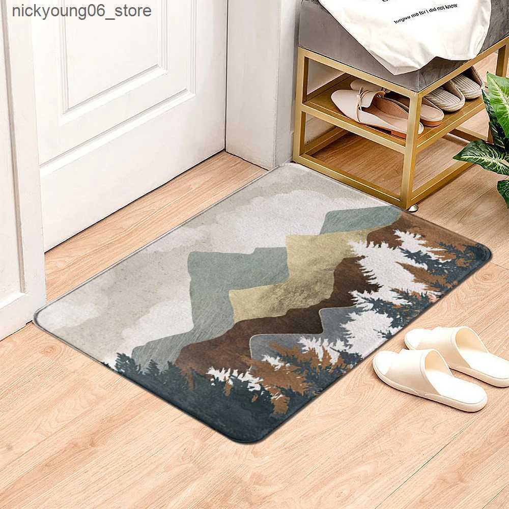 Non-Slip Bath Mats Mountain forest printing Doormat Kitchen carpet Entrance door mat bathroom mat Carpet in the bedroom Lounge Rug Home Decor L240910