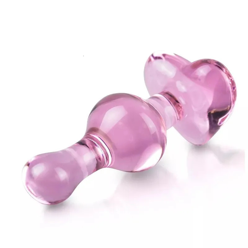 Glass Anal Plug Sex Toys For Women Pink Heart Anal Stimulator Crystal Buttplug Women Men Prostate Massage Vagina Butt Plug Balls 241010