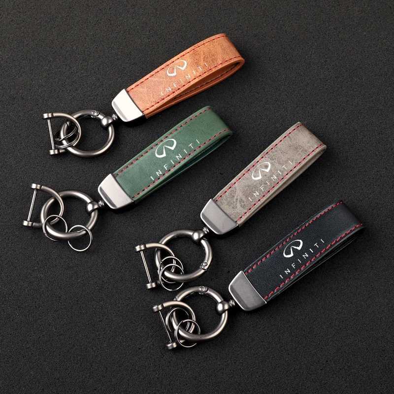 Keychains Lanyards High quality leather ultra transparent printed metal keychain for Infiniti Q50 FX35 Q30 G37 Q70 QX70 G35 Q60 QX50 QX60 accessories J241010
