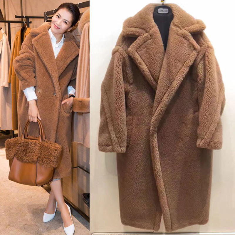 Winter Snow Cold Thick Faux Lamb Fur Overcoats Women Teddy Bear Faux fur Loose Long Jacket Maxi Long Fur Coat Outwear