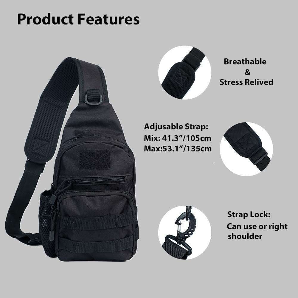 Men's Tactical Sg Bag, Small Shoulder Chest Molle Daypack Backpack for Cycg Hiking Camping Trekking