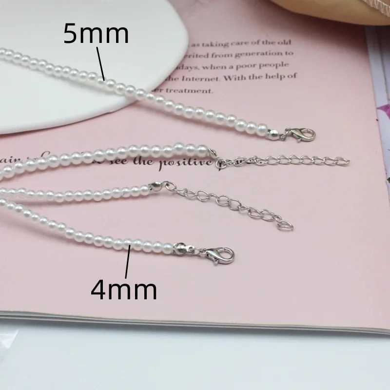 4mm-6mm Imitation Pearl Pendant Necklace for Women Elegant Romantic Invisible Fish Wire Clavicle Bead Collares Wedding JewelryX241009
